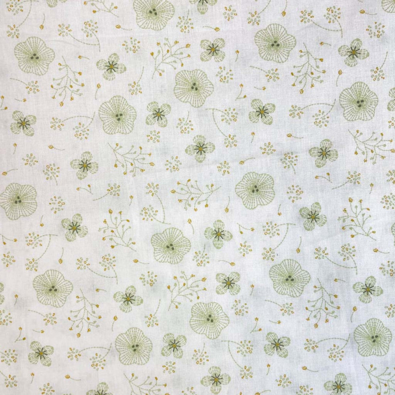Printed Cotton SHELBY White / Linden